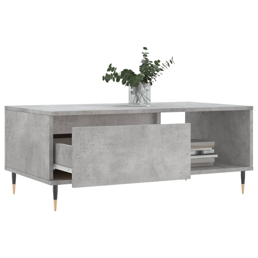 Table basse gris béton 90x50x36,5 cm en bois