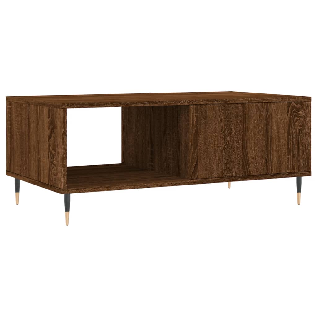 Table basse aspect chêne brun 90x50x36,5 cm en bois
