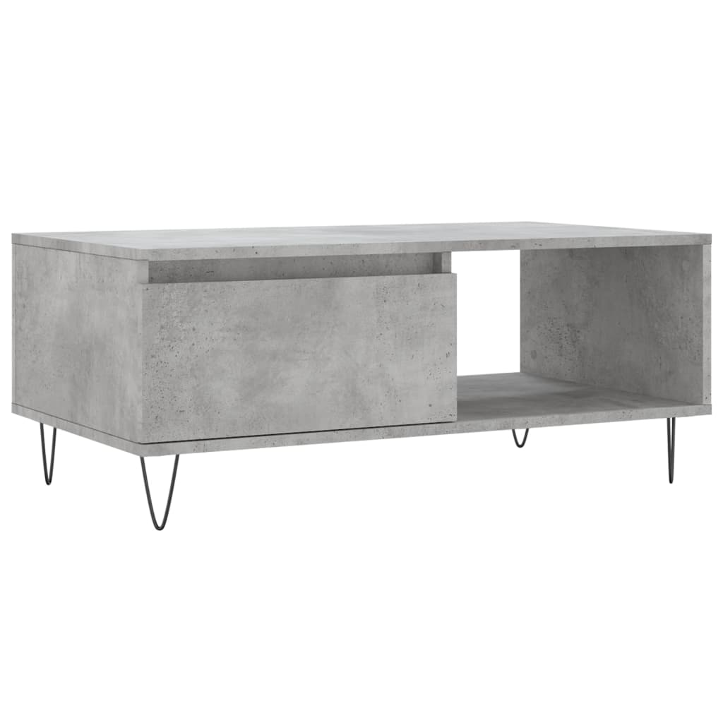 Table basse gris béton 90x50x36,5 cm en bois