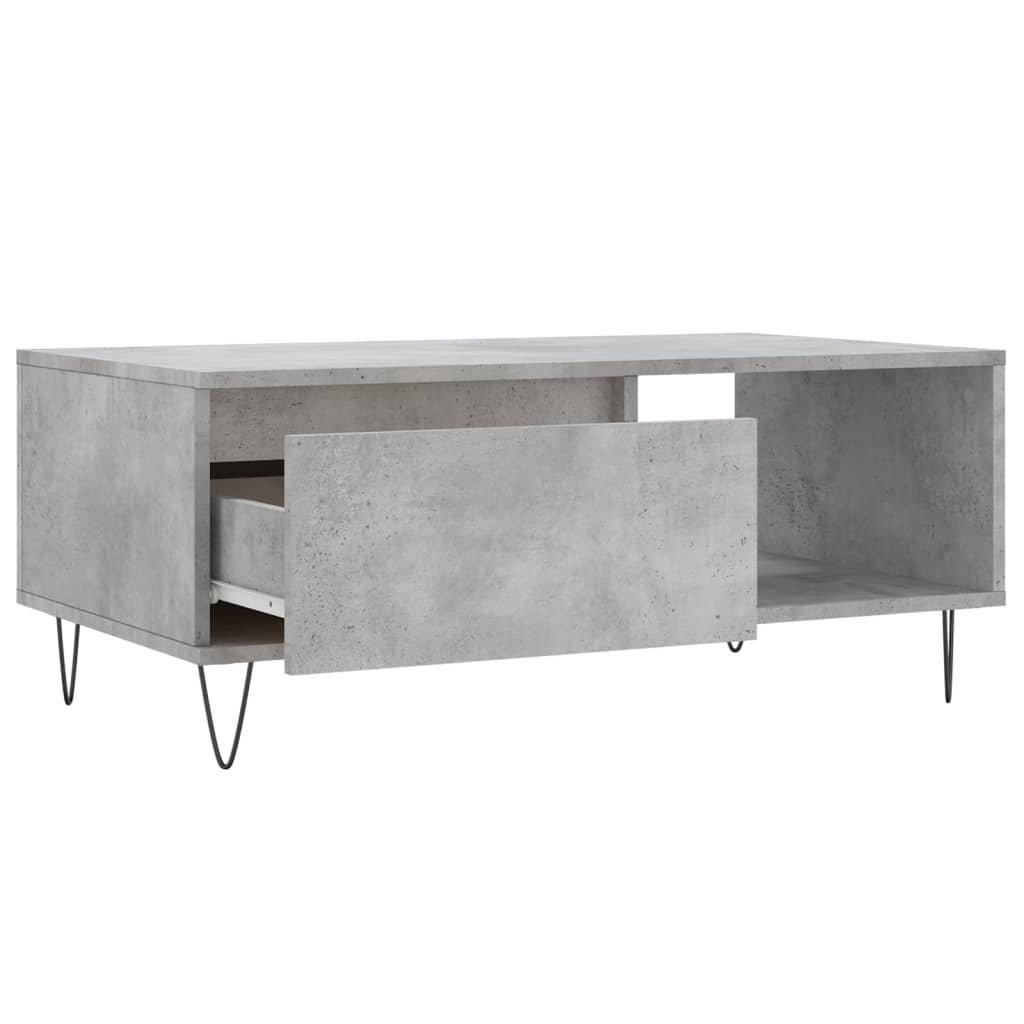 Table basse gris béton 90x50x36,5 cm en bois