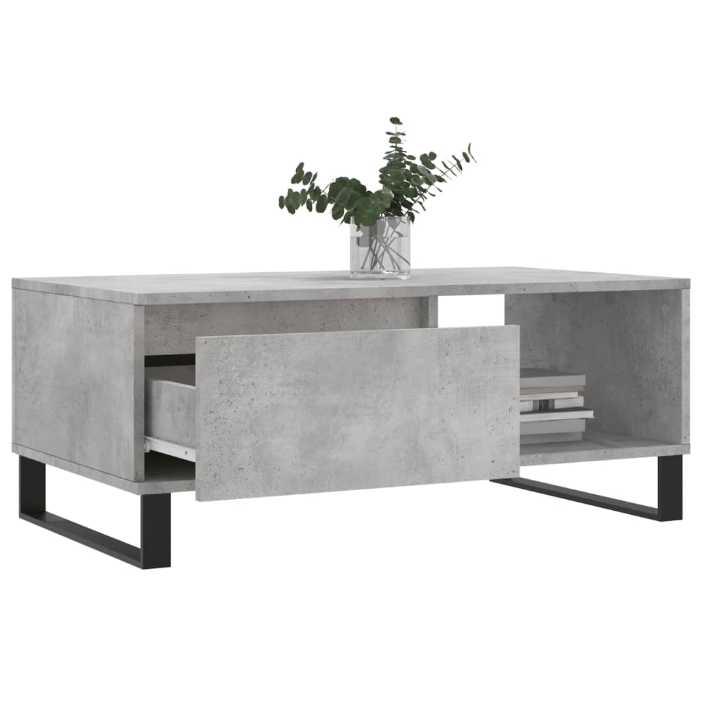 Table basse gris béton 90x50x36,5 cm en bois