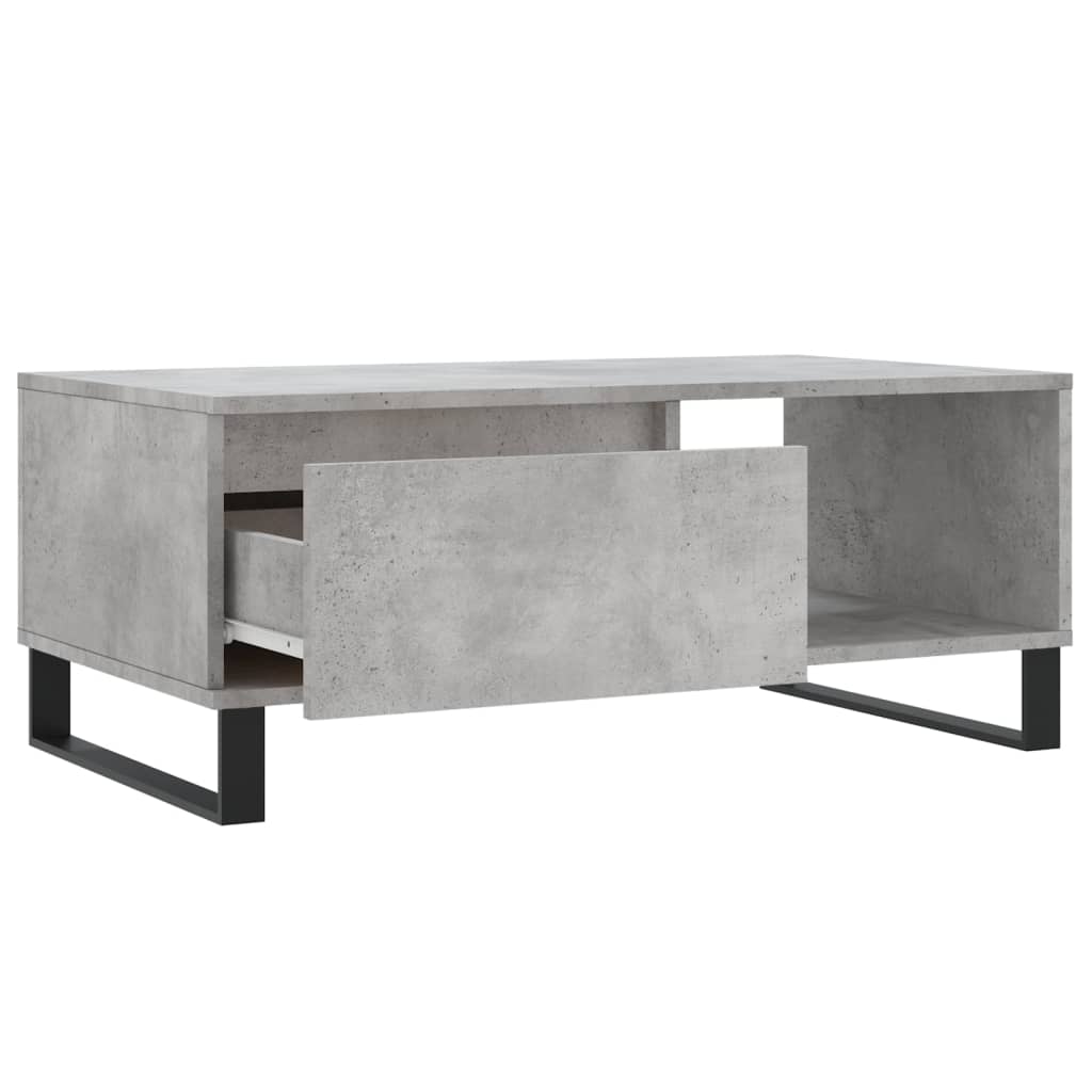 Table basse gris béton 90x50x36,5 cm en bois