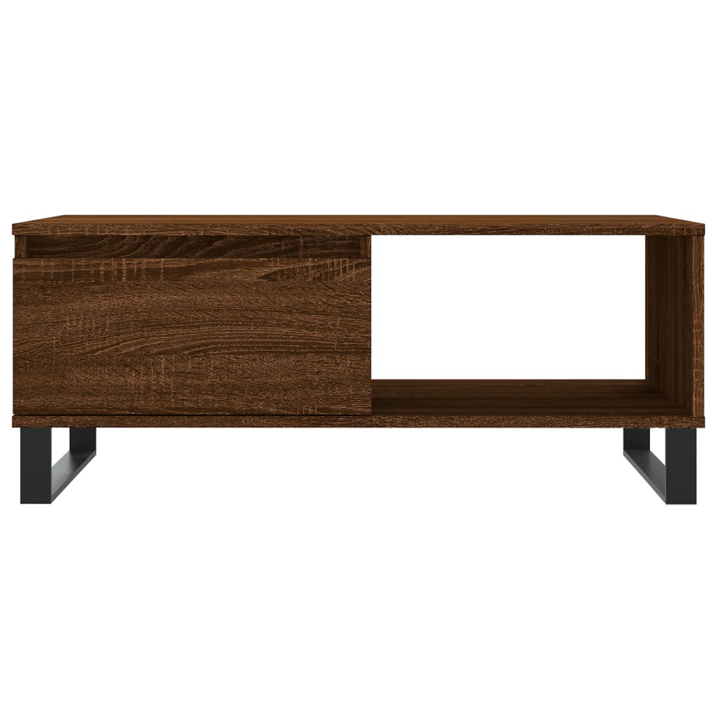 Table basse aspect chêne brun 90x50x36,5 cm en bois