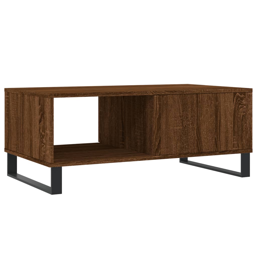 Table basse aspect chêne brun 90x50x36,5 cm en bois