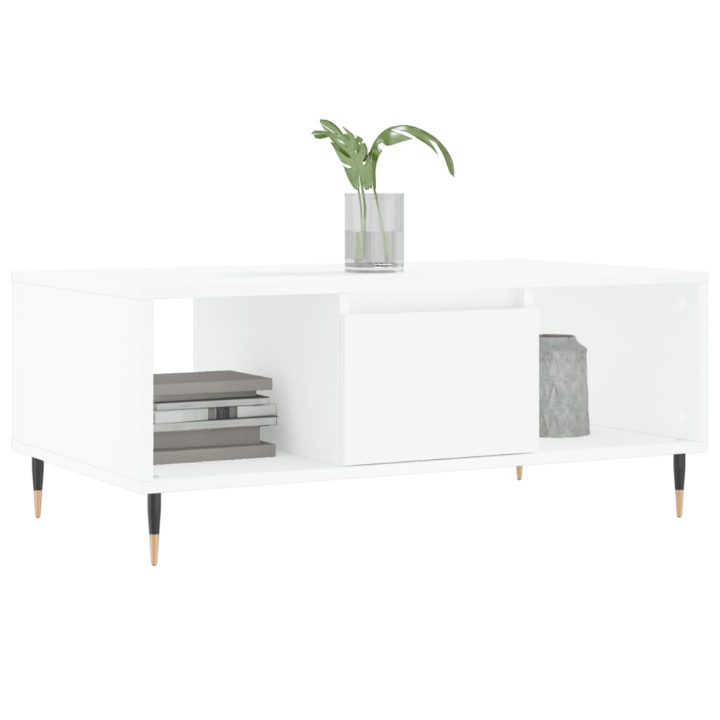 Table basse blanche 90x50x36,5 cm en bois