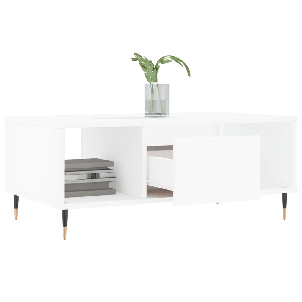 Table basse blanche 90x50x36,5 cm en bois