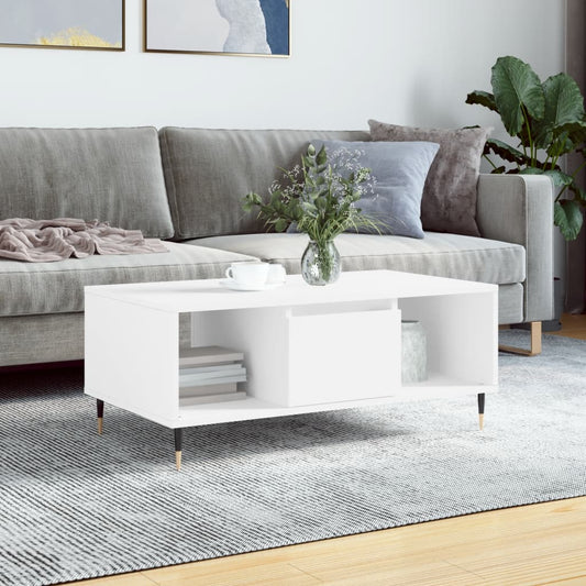 Table basse blanche 90x50x36,5 cm en bois