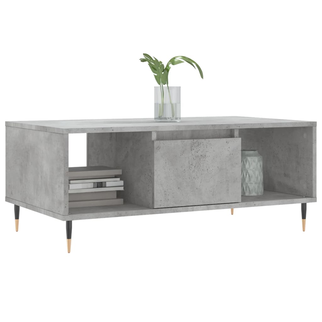 Table basse gris béton 90x50x36,5 cm en bois