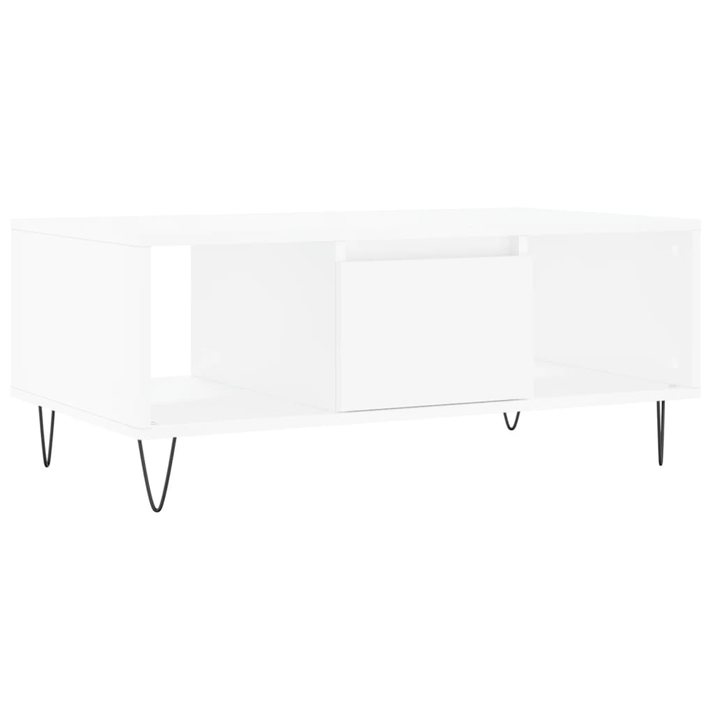 Table basse blanche 90x50x36,5 cm en bois