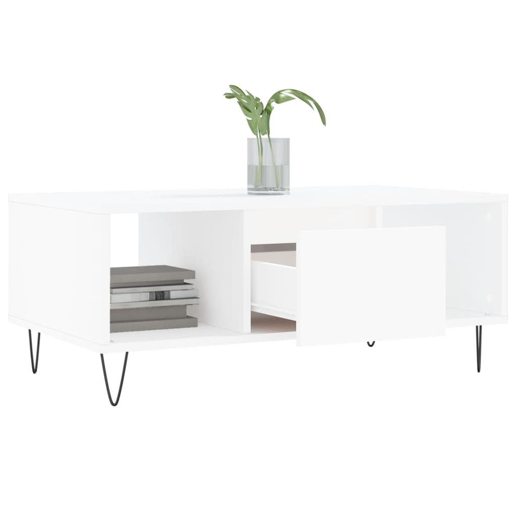 Table basse blanche 90x50x36,5 cm en bois
