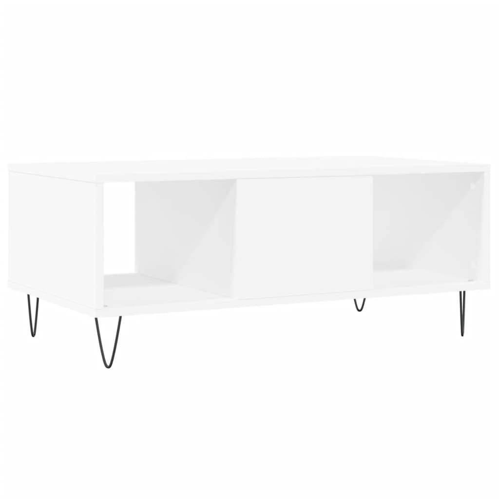 Table basse blanche 90x50x36,5 cm en bois