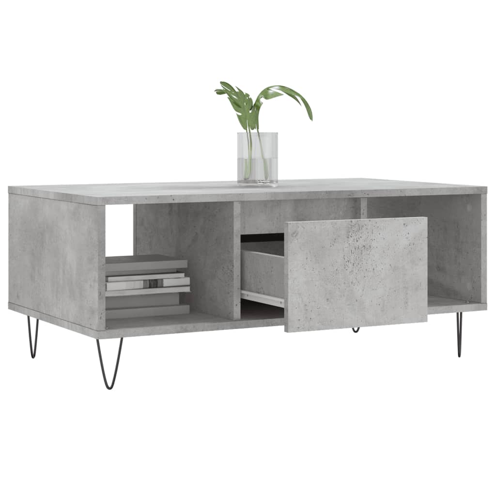 Table basse gris béton 90x50x36,5 cm en bois