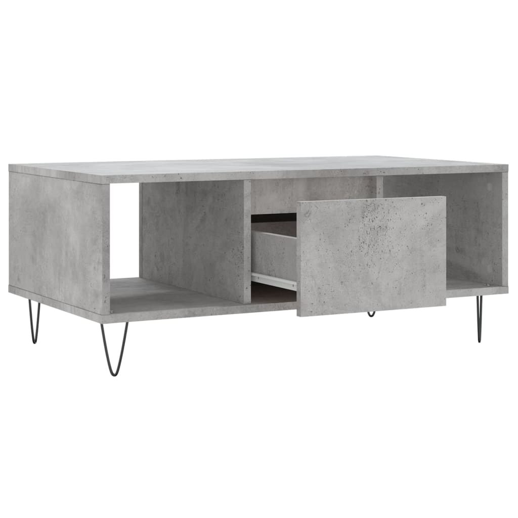 Table basse gris béton 90x50x36,5 cm en bois