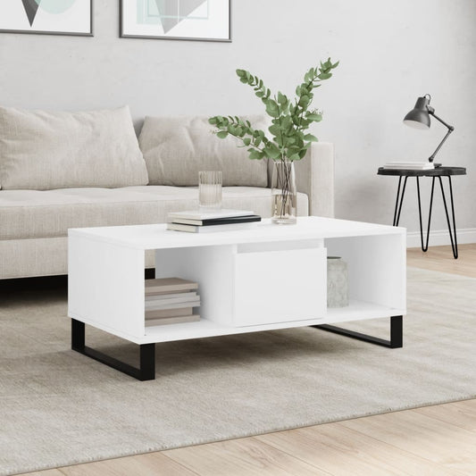 Coffee Table White 90x50x36.5 cm Wood Material