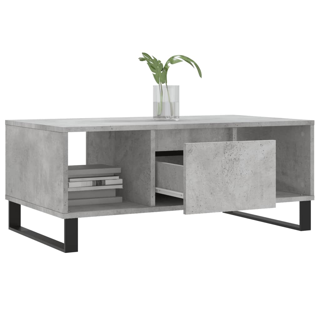 Table basse gris béton 90x50x36,5 cm en bois