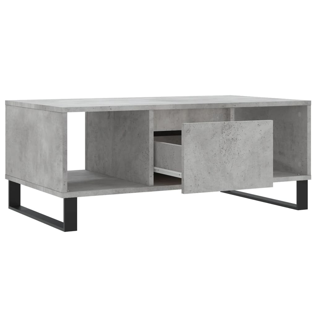 Table basse gris béton 90x50x36,5 cm en bois