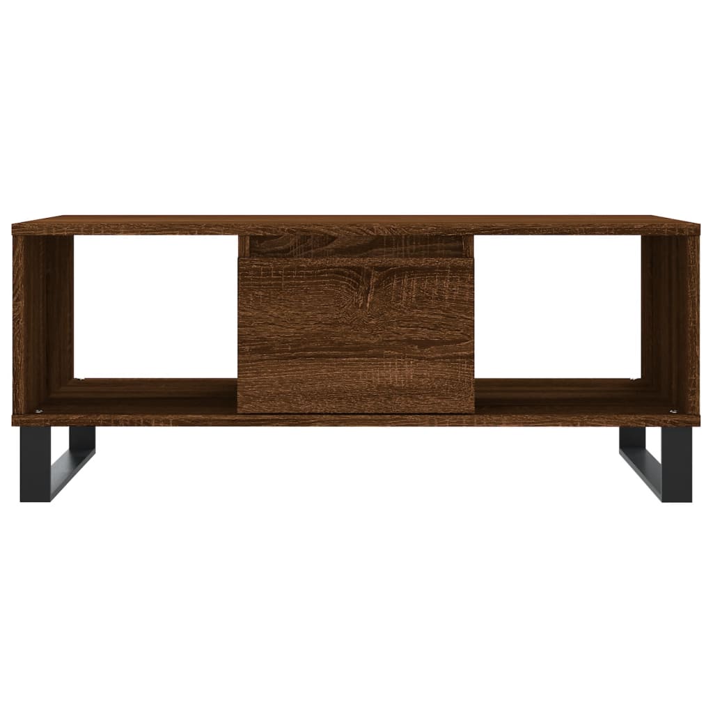 Table basse aspect chêne brun 90x50x36,5 cm en bois