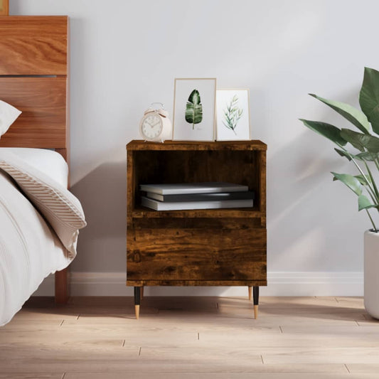 Bedside table smoked oak 40x35x50 cm wood material