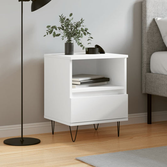 Table de chevet blanche 40x35x50 cm en bois