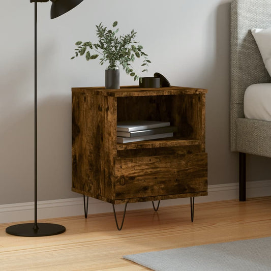 Bedside table smoked oak 40x35x50 cm wood material