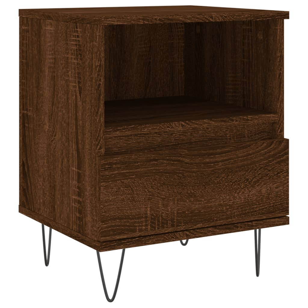 Table de chevet aspect chêne marron 40x35x50 cm en bois