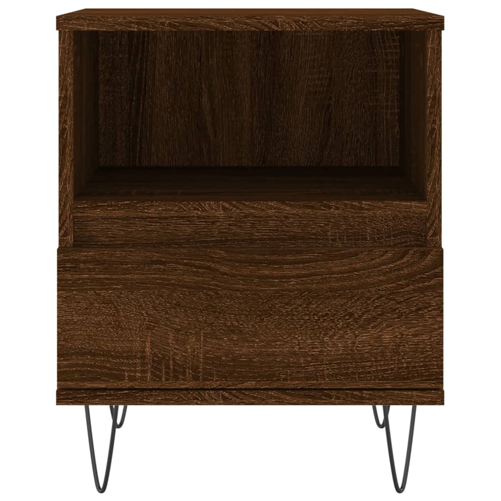 Table de chevet aspect chêne marron 40x35x50 cm en bois