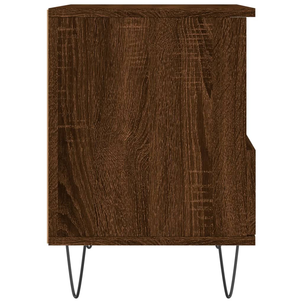 Table de chevet aspect chêne marron 40x35x50 cm en bois