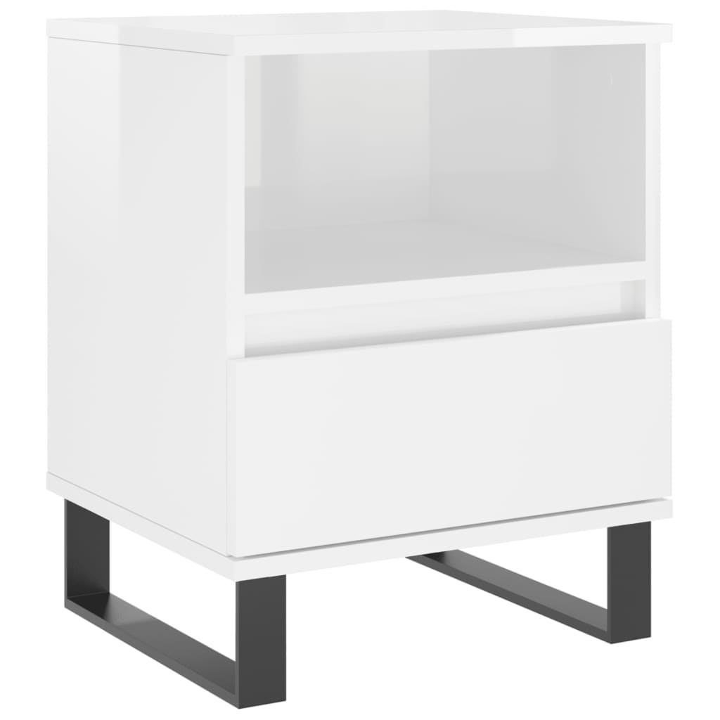 Bedside table high gloss white 40x35x50 cm wood material