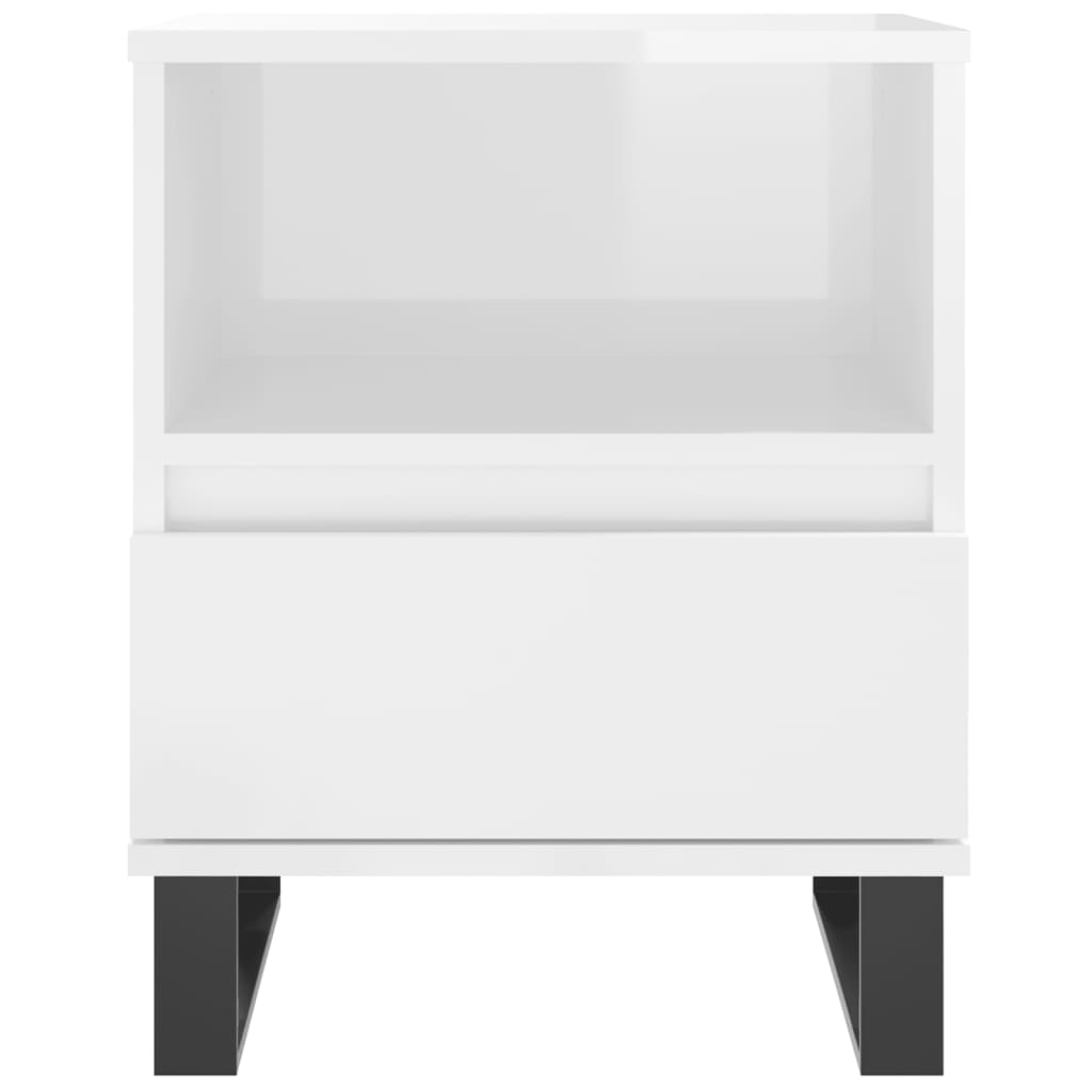 Bedside table high gloss white 40x35x50 cm wood material