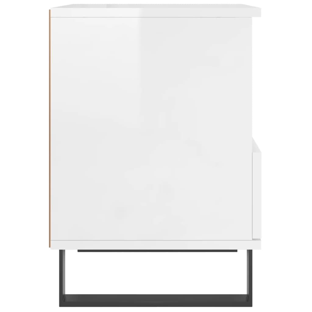 Bedside table high gloss white 40x35x50 cm wood material