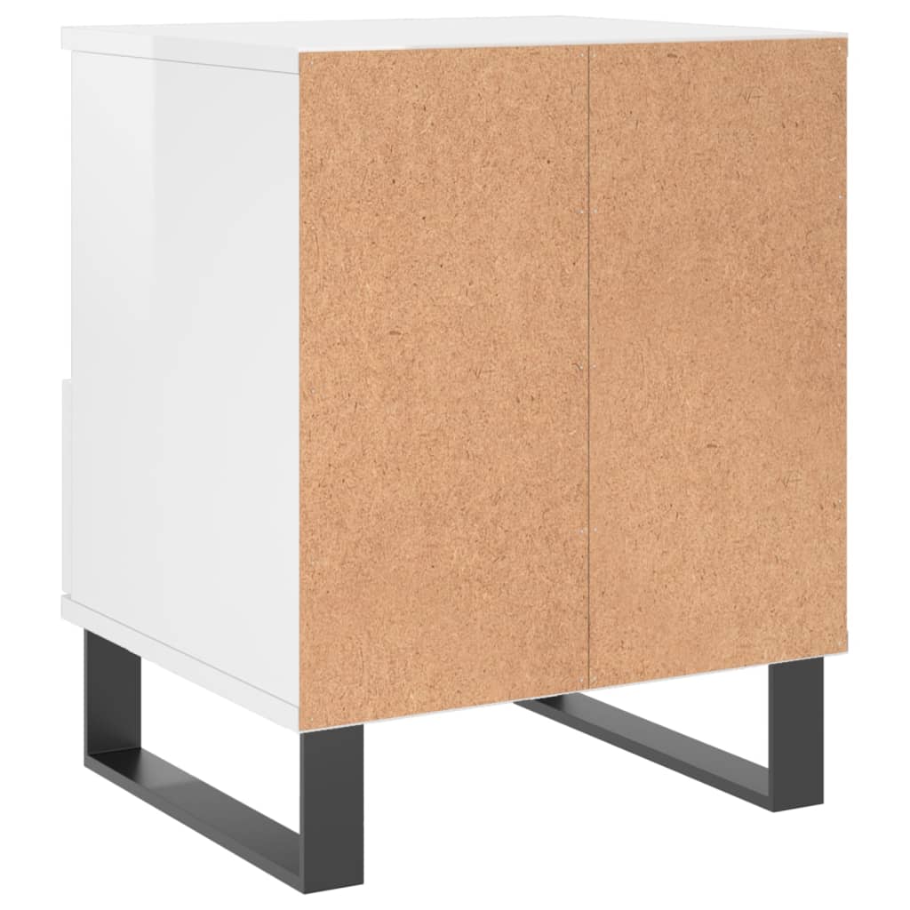 Bedside table high gloss white 40x35x50 cm wood material