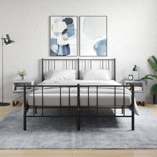 Bedside tables 2 pcs. Concrete grey 40x35x50 cm wood material