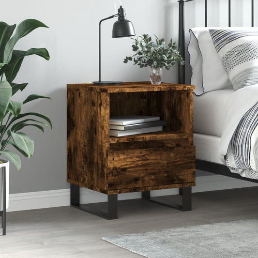Bedside table smoked oak 40x35x50 cm wood material