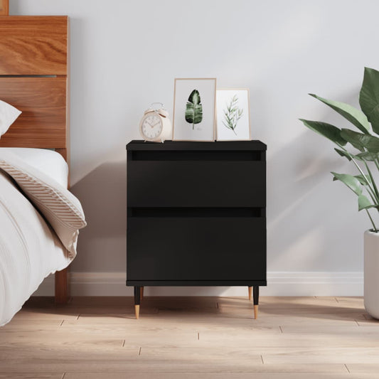 Bedside Table Black 40x35x50 cm Wood Material