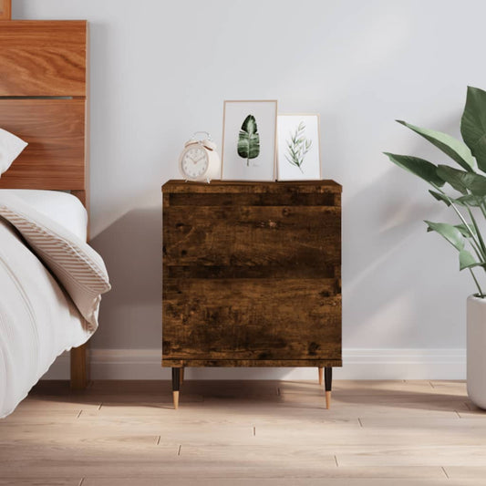Bedside table smoked oak 40x35x50 cm wood material