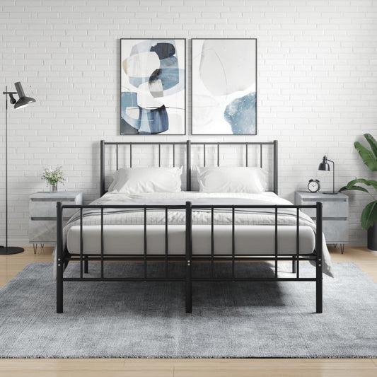 Bedside tables 2 pcs. Concrete grey 40x35x50 cm wood material