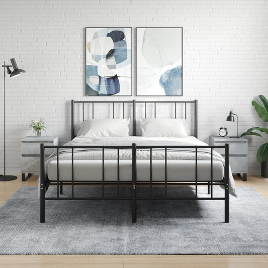 Bedside tables 2 pcs. Concrete grey 40x35x50 cm wood material