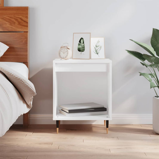 Table de chevet blanche 40x35x50 cm en bois
