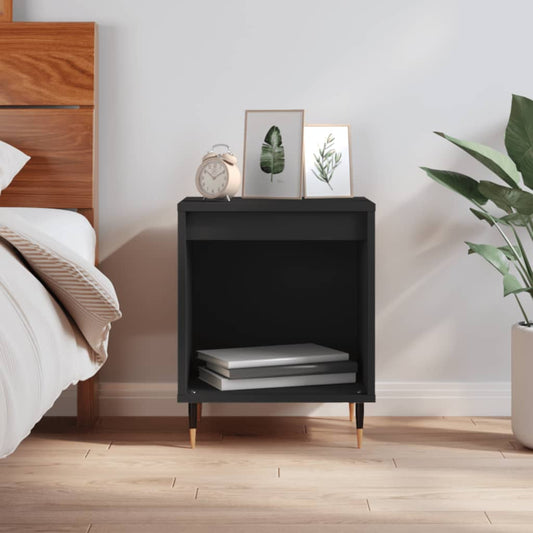 Bedside Table Black 40x35x50 cm Wood Material