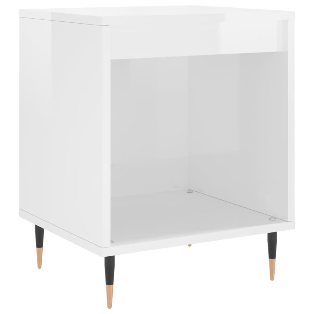 Bedside table high gloss white 40x35x50 cm wood material