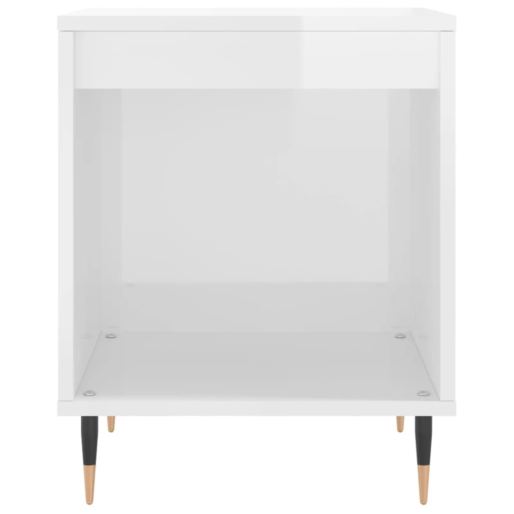 Bedside table high gloss white 40x35x50 cm wood material