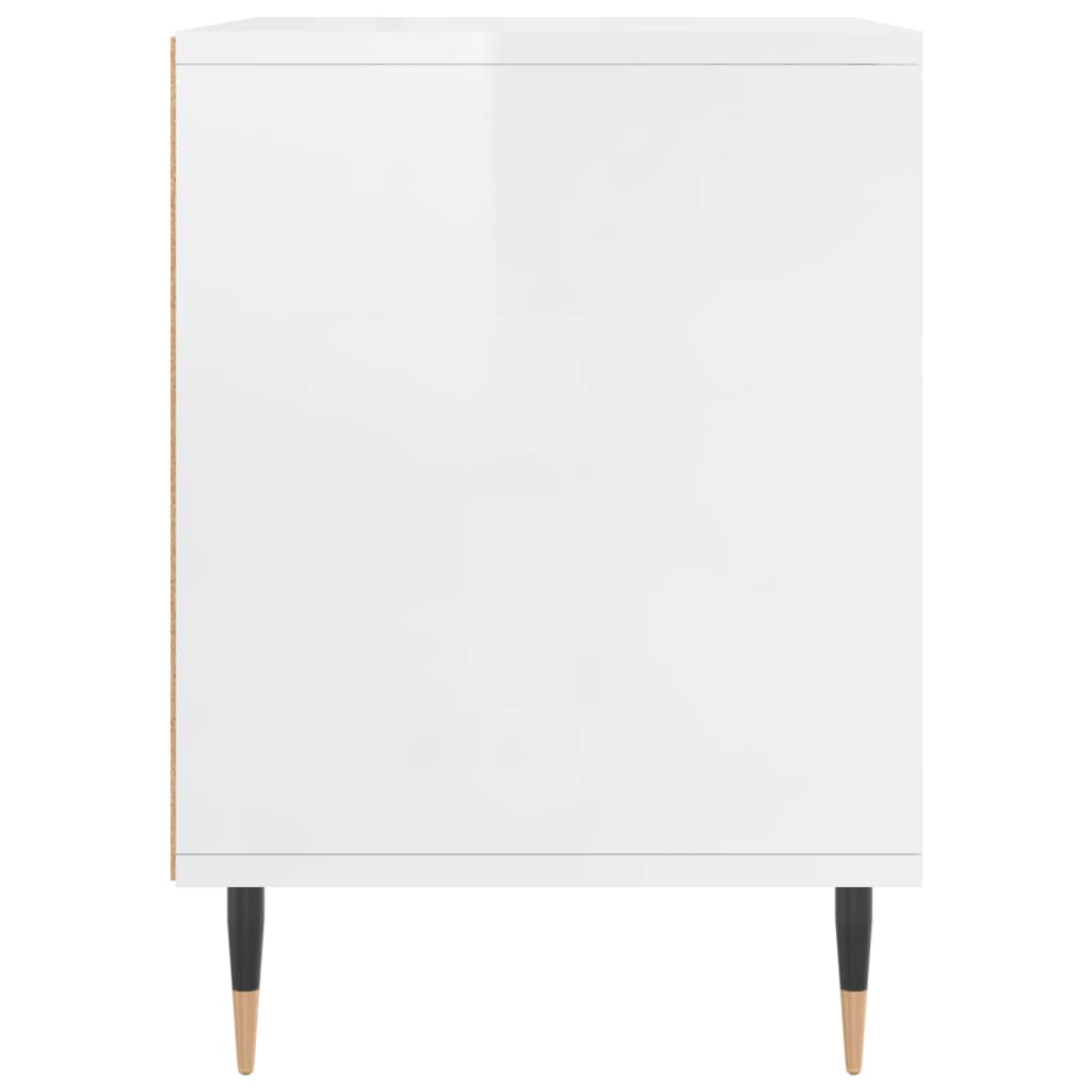 Bedside table high gloss white 40x35x50 cm wood material