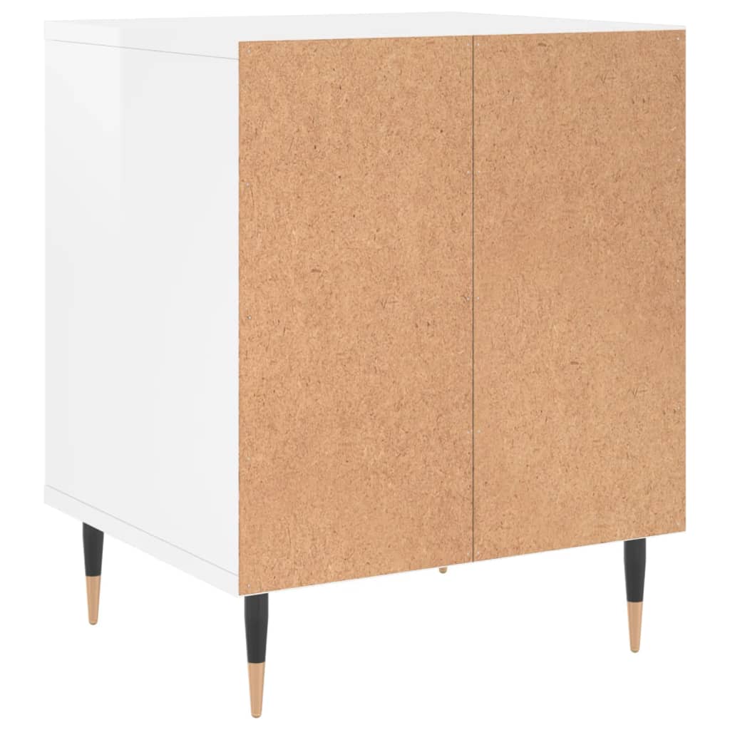 Bedside table high gloss white 40x35x50 cm wood material