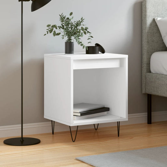 Table de chevet blanche 40x35x50 cm en bois