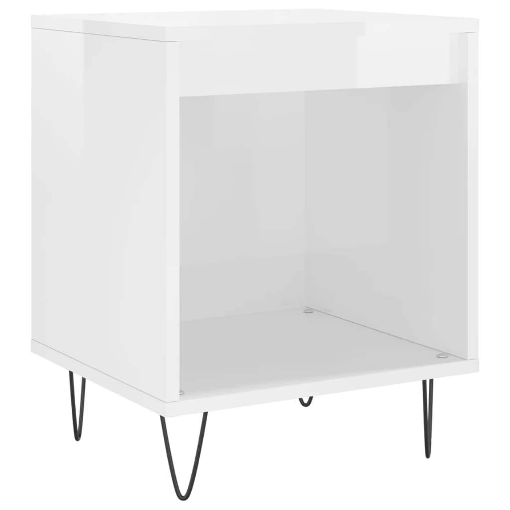 Bedside table high gloss white 40x35x50 cm wood material