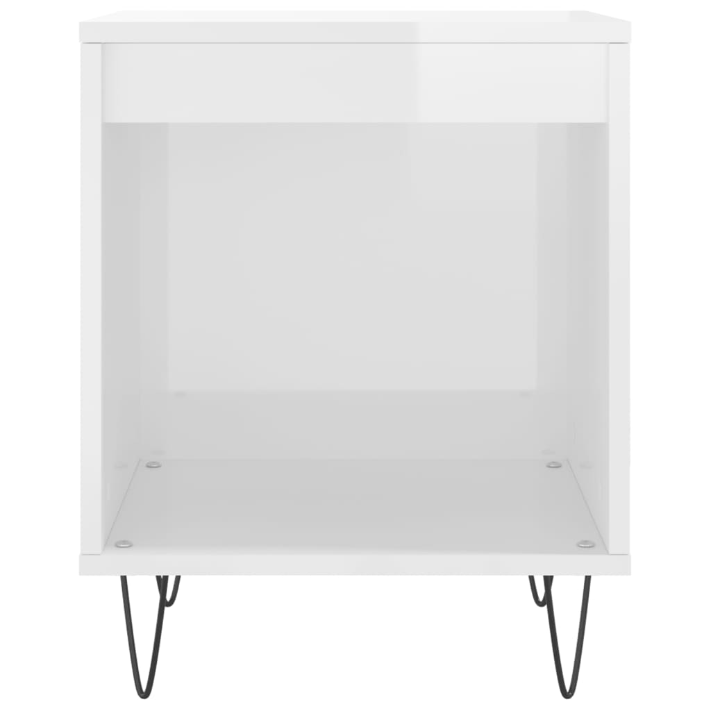 Bedside table high gloss white 40x35x50 cm wood material