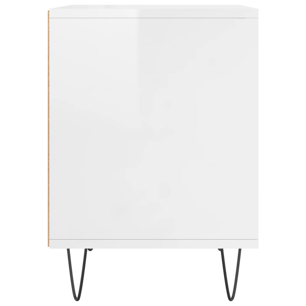 Bedside table high gloss white 40x35x50 cm wood material