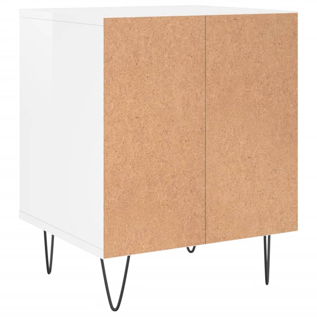 Bedside table high gloss white 40x35x50 cm wood material