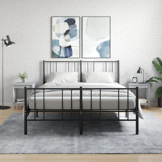 Bedside tables 2 pcs. Concrete grey 40x35x50 cm wood material