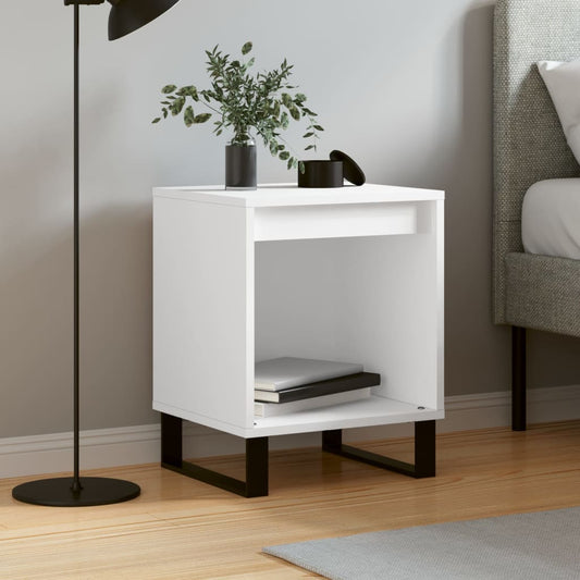 Table de chevet blanche 40x35x50 cm en bois